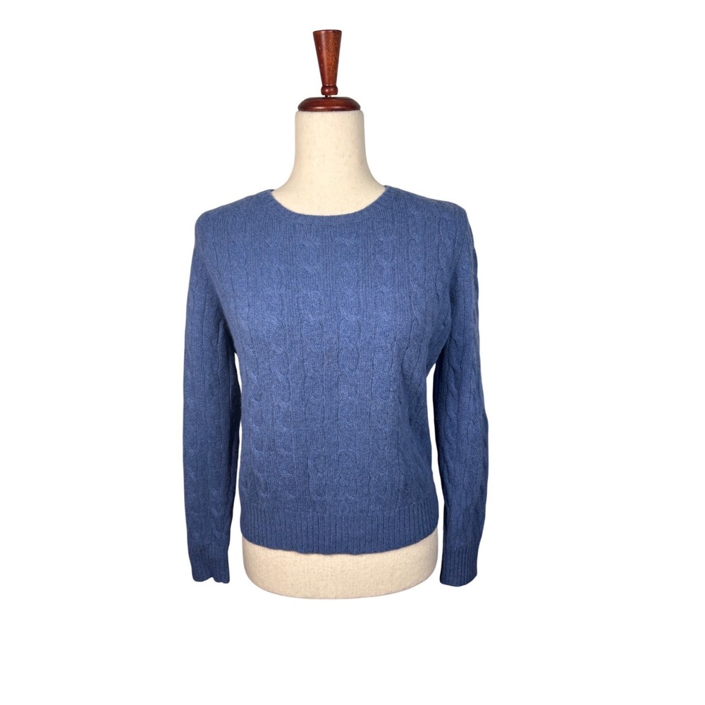 Dooney & Bourke Cable Knit Sweater Womens Small Blue Cashmere Blend Preppy Soft